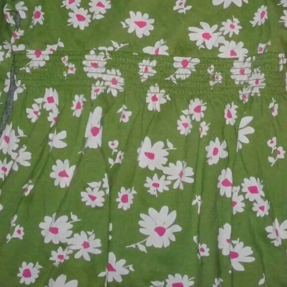 Old Navy Girls Longsleeve Peplum Cotton Top Green White Pink Flowers Size 5T